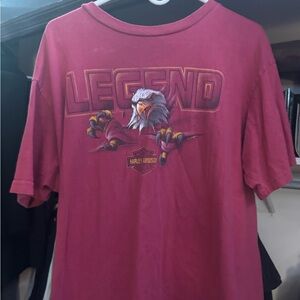 Harley-Davidson Red Short Sleeve Tee with Graphic Design